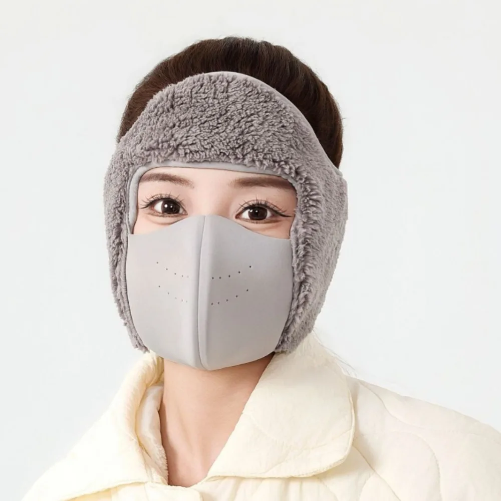 Winter Warm Face Mask Ear Muff Thickened Fabric Windproof Cycling Face Cover Soft Material Built in Ear Covers