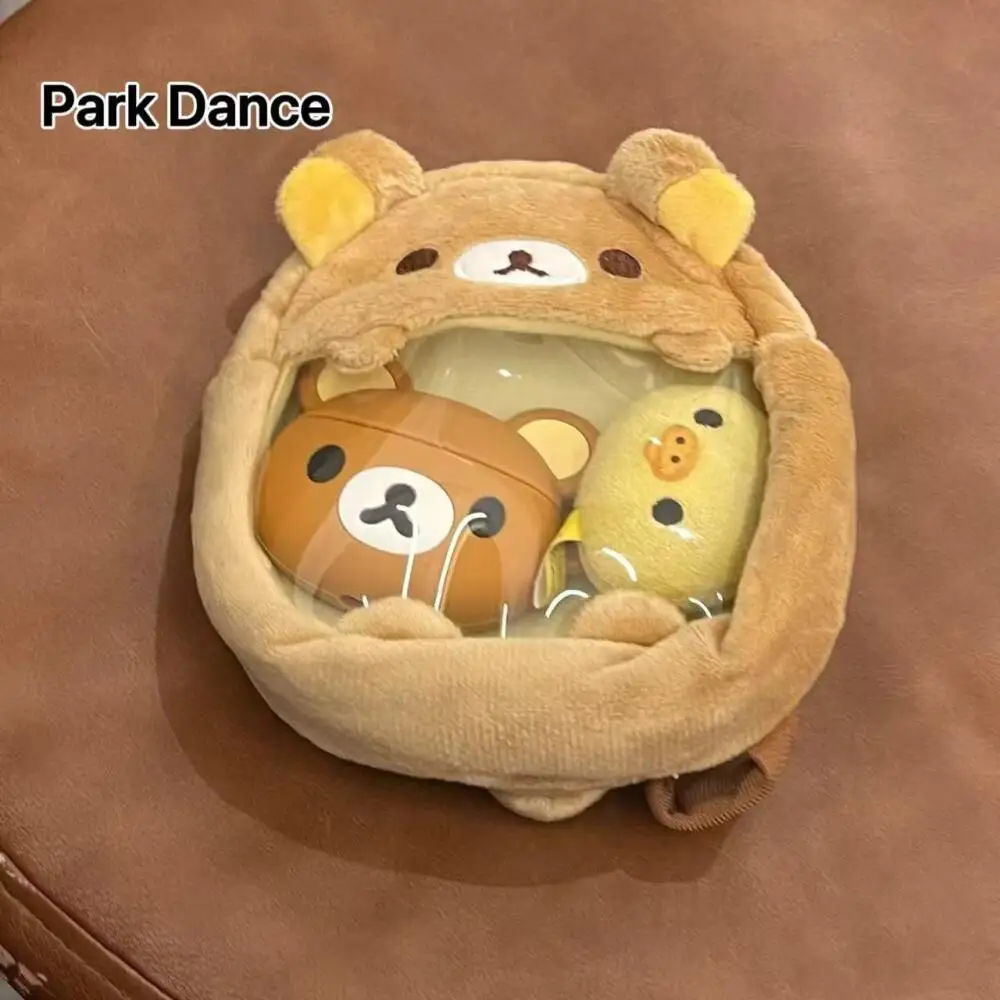 12Cm Rilakkuma Plush Transparent Itabag Backpack Hanging Ornament Single Layer Zipper Storage Large Capacity Friend Holiday Gift
