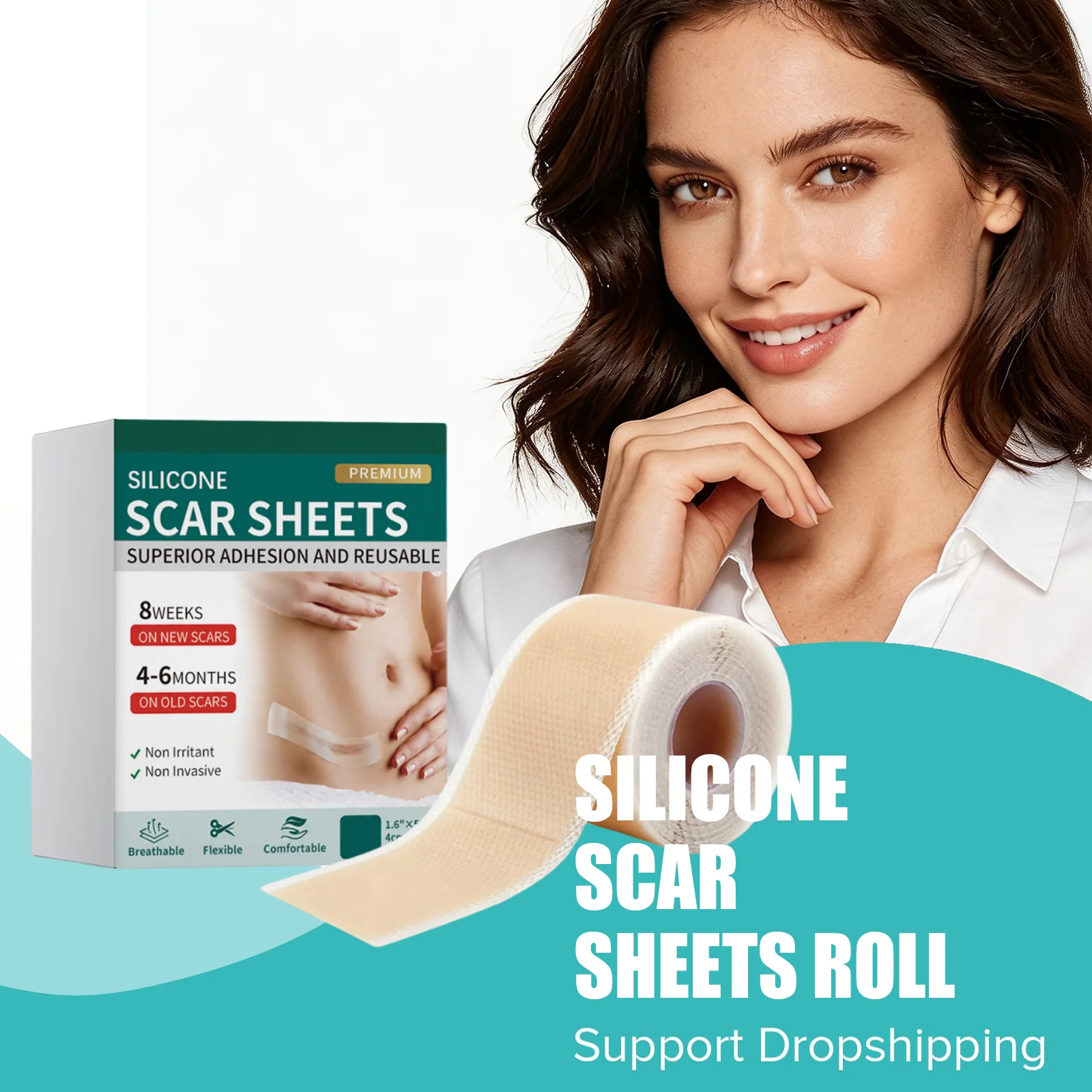 Silicone Scar Sheets Roll Cuttable Scar Tape Breathable Scar Patch For Surgical Scars Injury Scars Various Body Areas Skin Care
