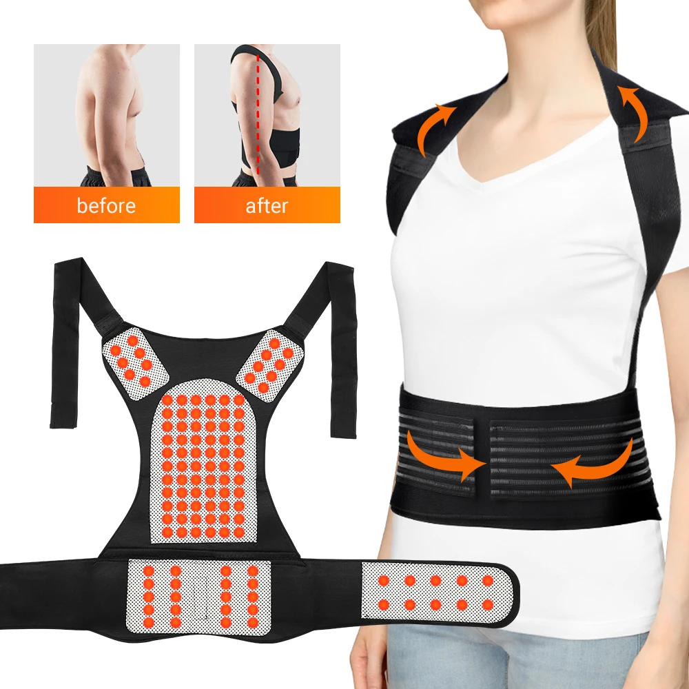 1Pc Adjustable Magnets Self Heating Back Support Waist Posture Corrector Adult Correction Belt Shoulder Lumbar Brace Spine Veste