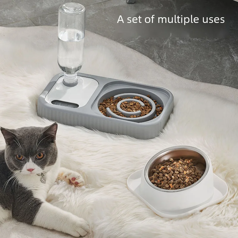 Cat Bowl Double Bowl Protection Cervical Spine Anti-knock Automatic Drinking Cat Food Basin Dog Bowl Cat Water Bowl Rice Basin P