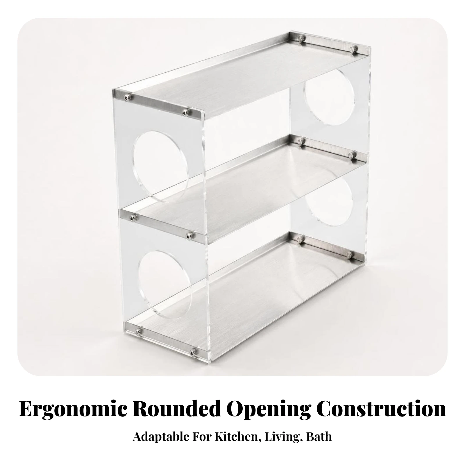 Acrylic Panels Circular Cutouts Tabletop Storage Rack Stainless Steel Rack Stainless Steel Shelving Unit Household Organizer