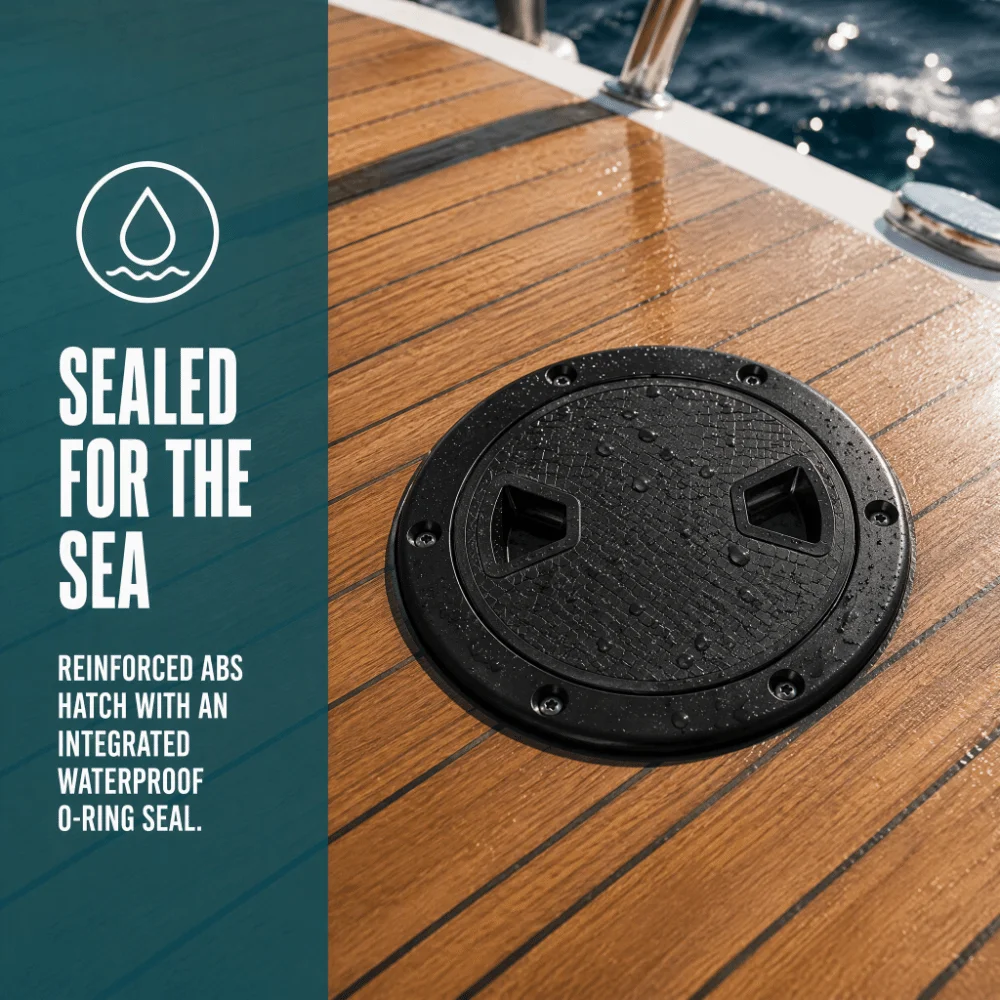 2pcs set Reinforced ABS Round Deck Hatch 180 Degree Opening Detachable Water-Tight Lid Inspection Plate Non-Slip Surface