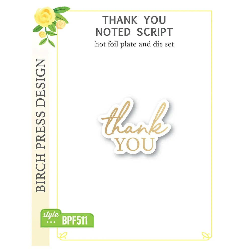

Thank You Noted Script Birch Press Hot Foil Plate and Metal Cutting Dies Scrapbooking For Paper Making Frame Card Craft