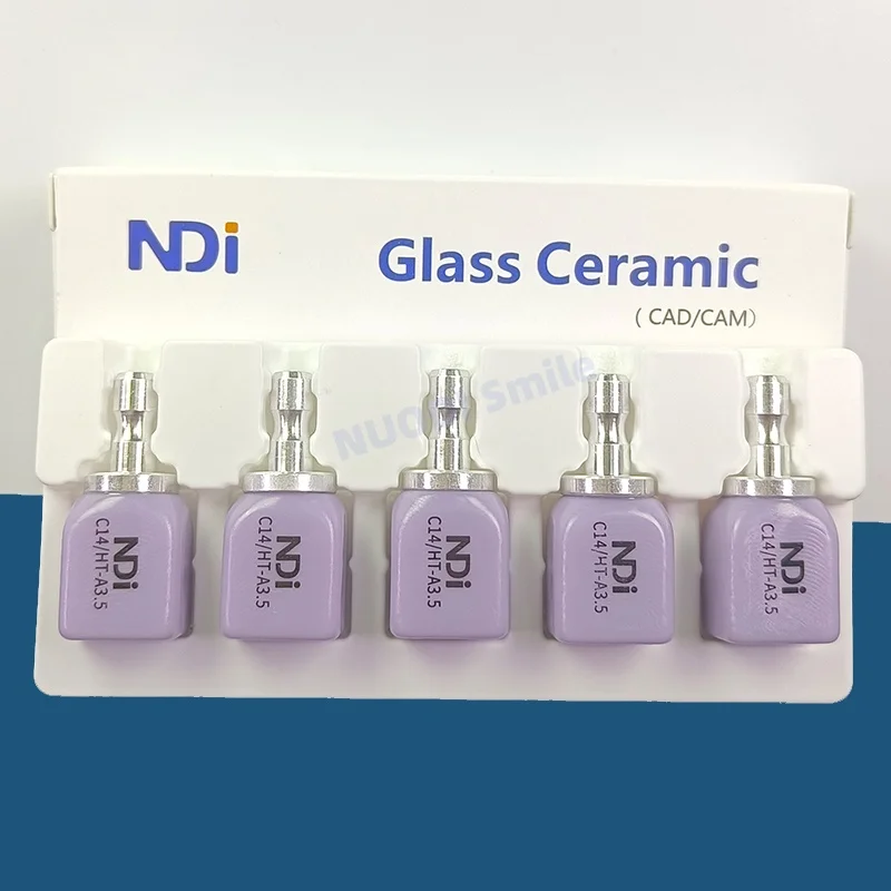 NDI Dental Lithium Disilicate Glass Ceramic Blocks C14 HT/LT for Sirona CEREC System CAD/CAM Dental Veneer Crown Material 5PCS