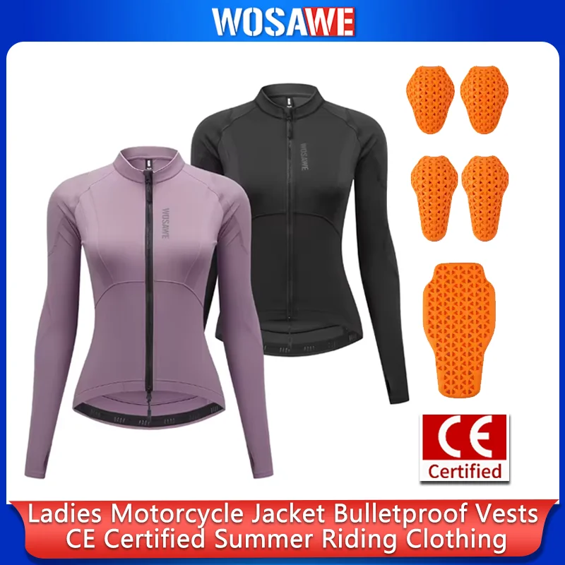 WOSAWE Women Motorcycle Jacket Body Armor CE Certified Summer Downhill Motocross Riding Clothing Protection Racing Reflective