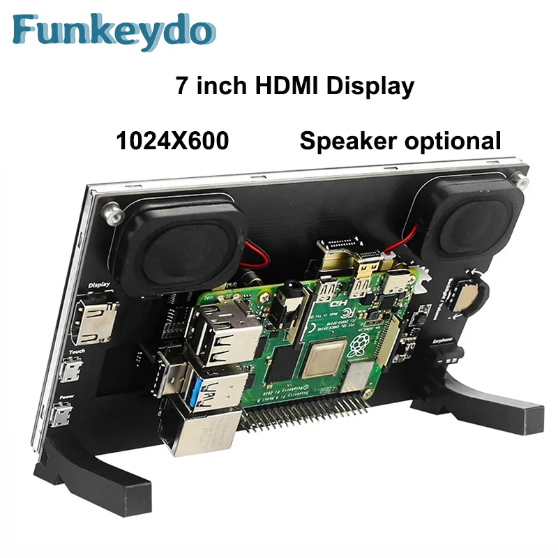 Portátil IPS Touch Screen Monitor, Display LCD, Compatível com HDMI, Mini PC, RPI 3B +, 4B, Zero, Raspberry Pi 5, 7 ", 1024x600