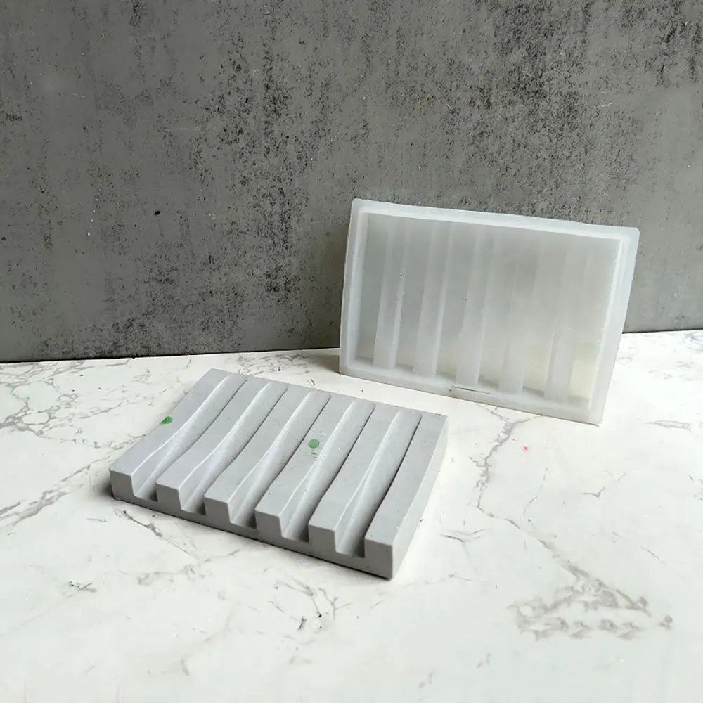 For Fun Handmade Soap Storage Tray Concrete Silicone Mold Square Soap Dish Plate Resin Mould Cement Plaster Soap Box Holder Mold