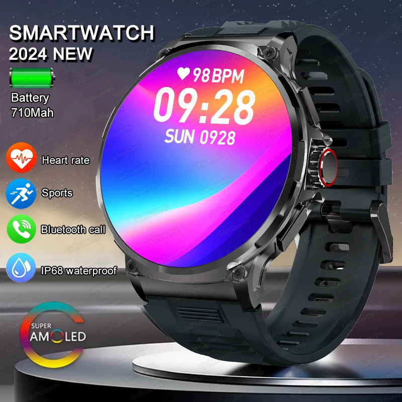 

Мужские смарт-часы с Bluetooth, 2024 дюйма, 1,85 мАч