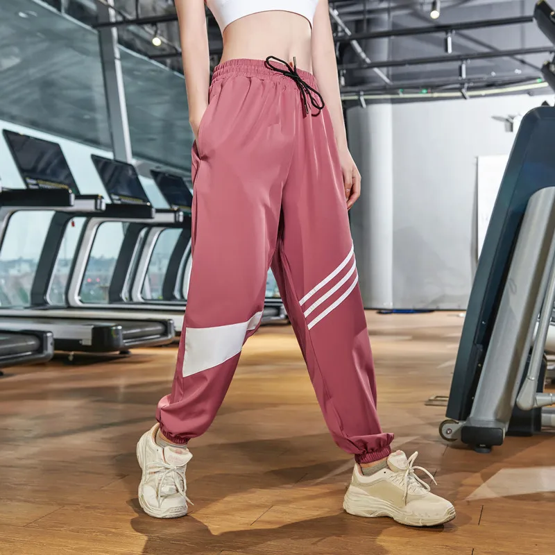 Yoga Pants Women Drawstring Waist Jogging Pants Running Trousers Loose Thin Gym Sweatpants Elastic Baggy Harem Pant