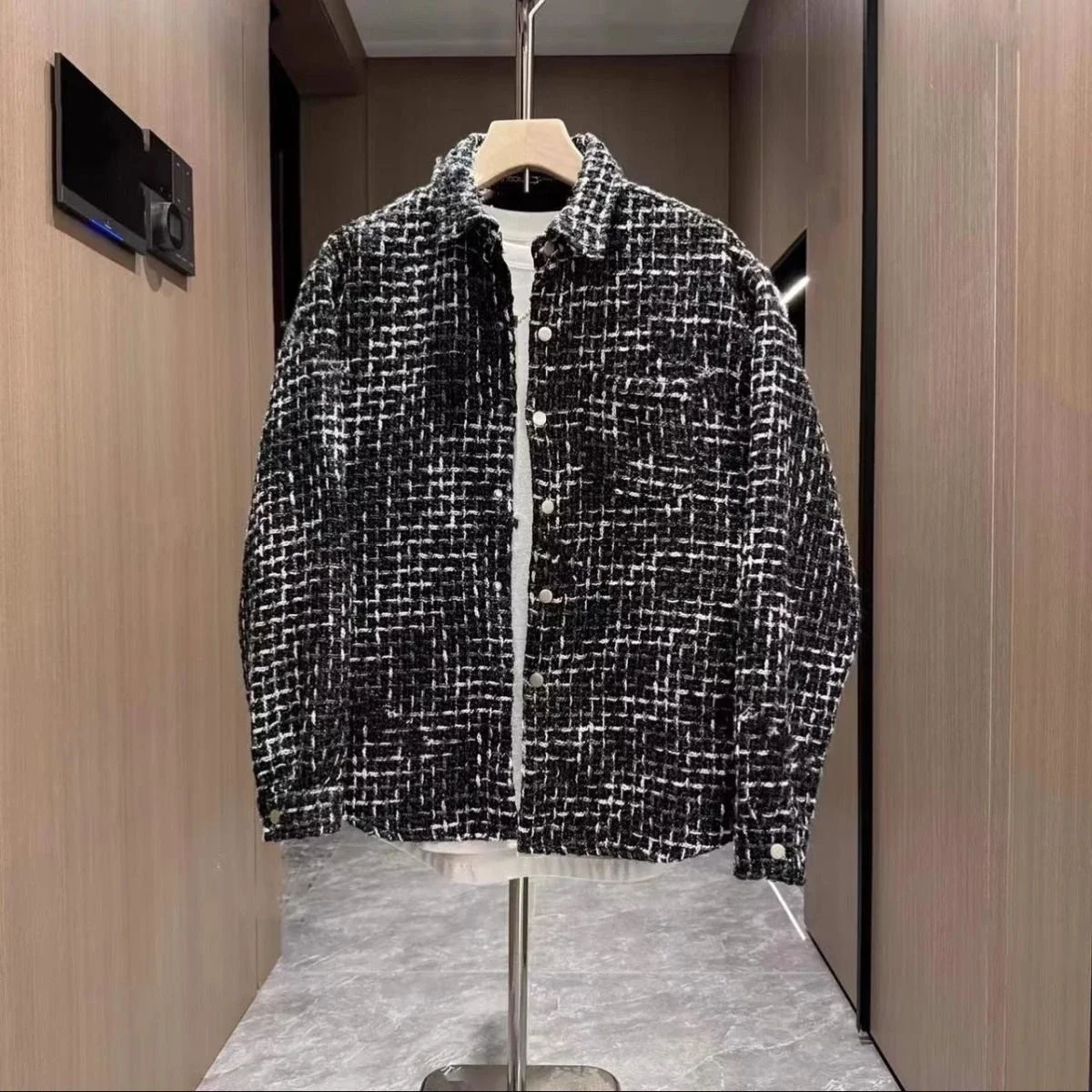 

New Autumn Style Men's Retro Shirt Jacket Trendy Brand Fashion Thick Line Woven Top