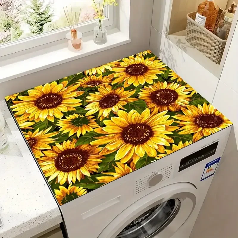 Sunflower Printed Coaster Drainage Mat Coffee Machine Non-Slip Super Absorbent Wear-Resistant Dish Drying Mat For Countertop