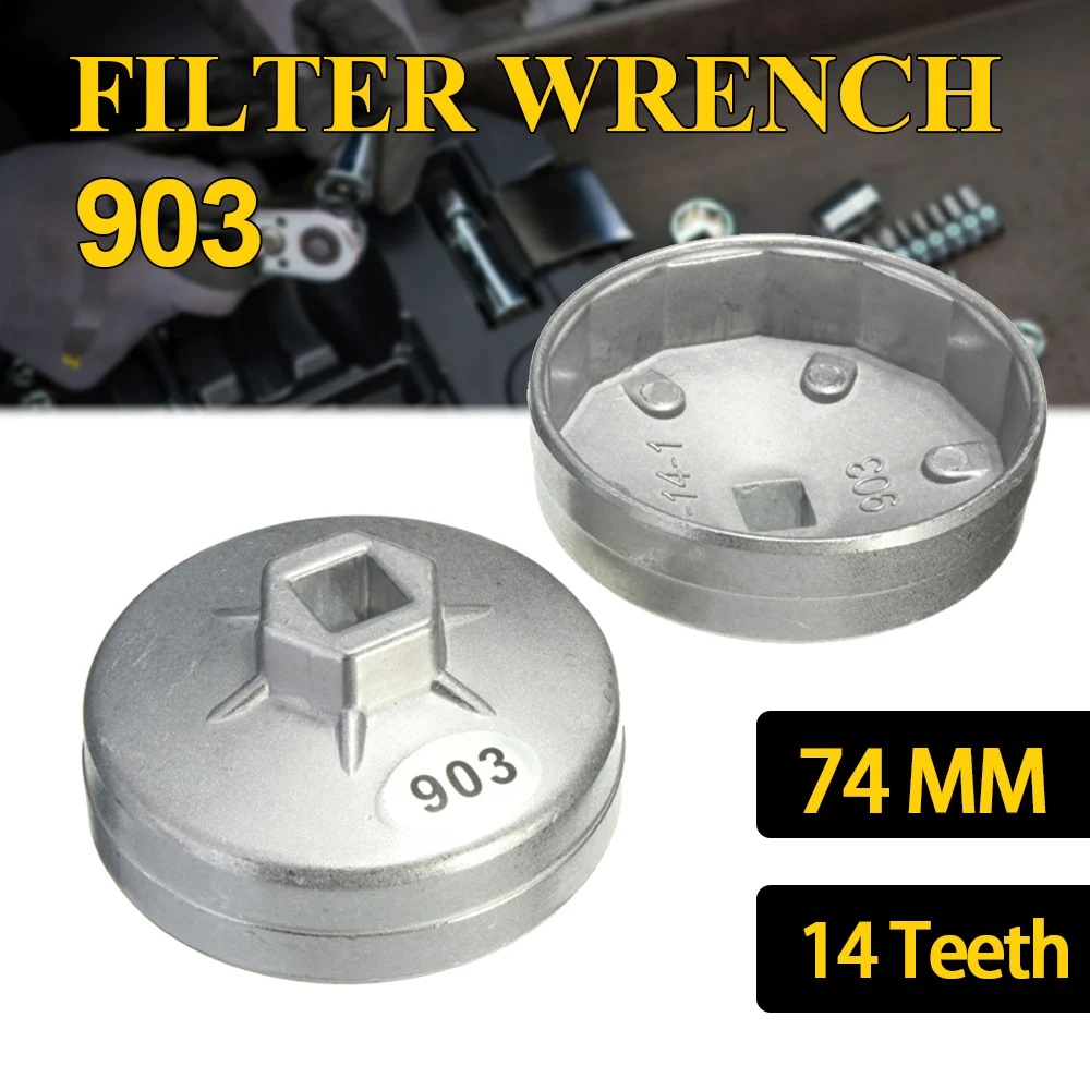 

74mm 14 Flutes Aluminum Oil Filter Wrench 903 Socket For Chery For Golf Jetta Bora For BMW For Audi 1/2" Drive Ratchet Remover