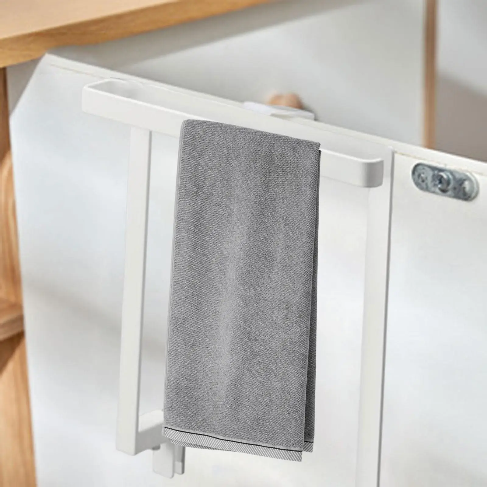 

Towel Holder Without Drilling Space Saving Towel Drying Rack for Bathroom Cabinet Kitchen Home Decor