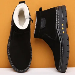 Warm Snow Boots for Men Fleece Thickened Slip-on Warm Cotton Boots Non-slip Comfortable Wear-resistant Men's Shoes Size 38-48