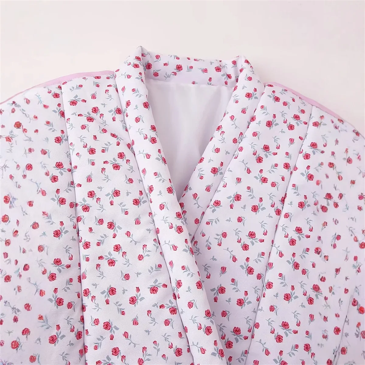 Fmxires Fashion Loose Print Cotton Women's Shirt Casual V-Neck Long Sleeve Shirts & Blouses Elegant Classic Lace-Up Top Female