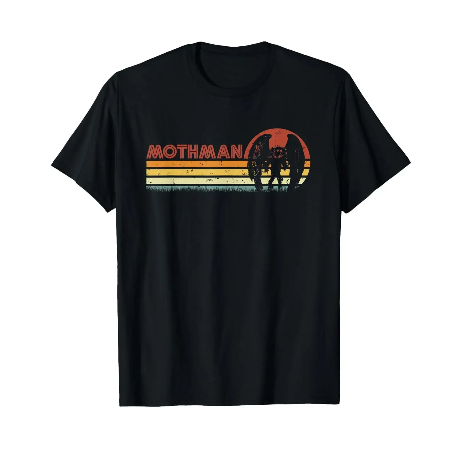 Mothman Retro Stripes Vintage Point Pleasant Cryptid T Shirt vintage Washed Versatile Stretched Soft Casual homme streetwear