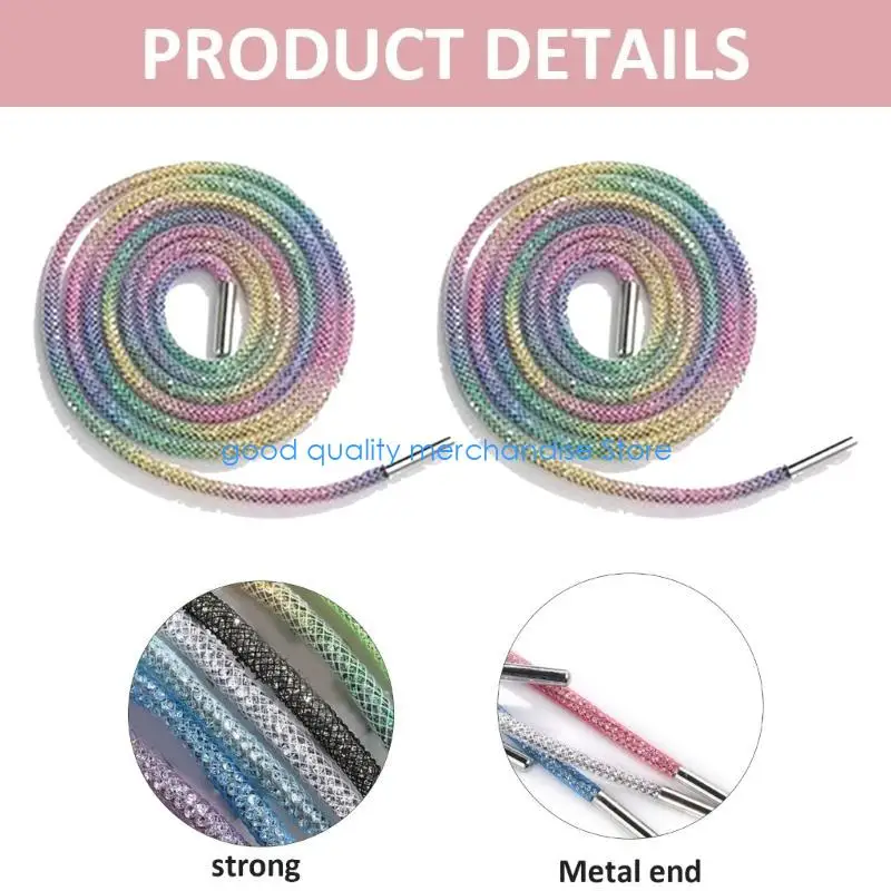 

Y5JD 2piece Shoelaces Crystal Hoodie String Diamond Rope for Sweatpants