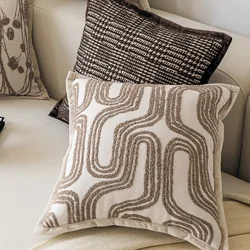 French Cream Coffee Light Luxury Cushion Cover Chenille Jacquard Pillow Covers Decorative 2025 New Home Throw Pillow Case