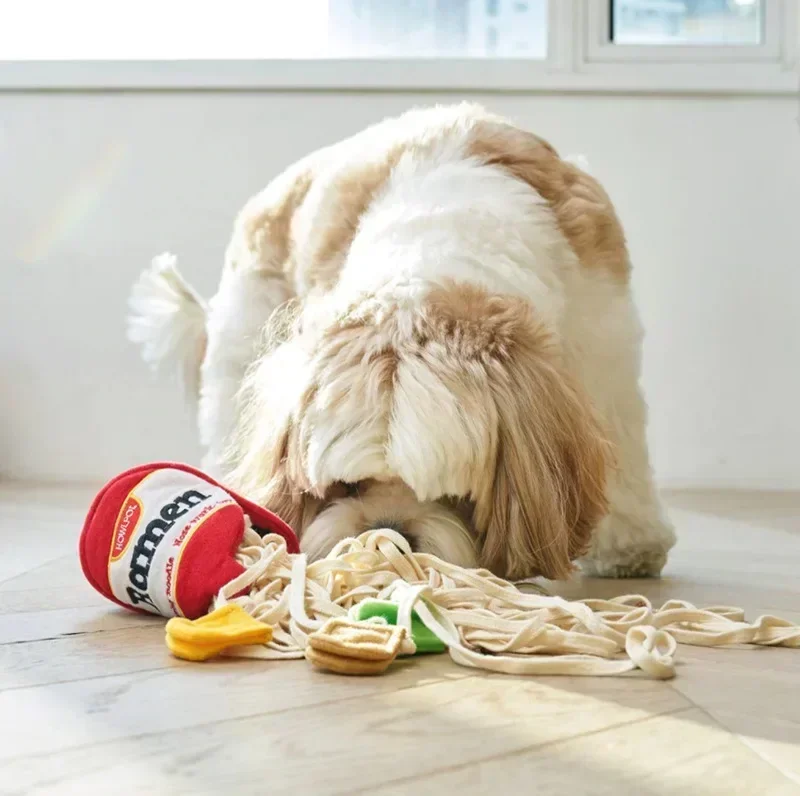 Juguetes De Snuffle para perros, juguetes de entrenamiento de Nosework, lindos juguetes de olfateo para mascotas, diseño de fideos instantáneos para cachorros, suministros divertidos para mascotas, juguete de comida con fugas