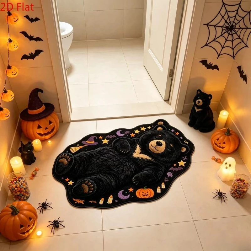 Halloween Ghost Pumpkin Bat Rug Non Slip Floor Mat for Living Room Bedroom Kitchen Spooky Holiday Decor Washable Carpet