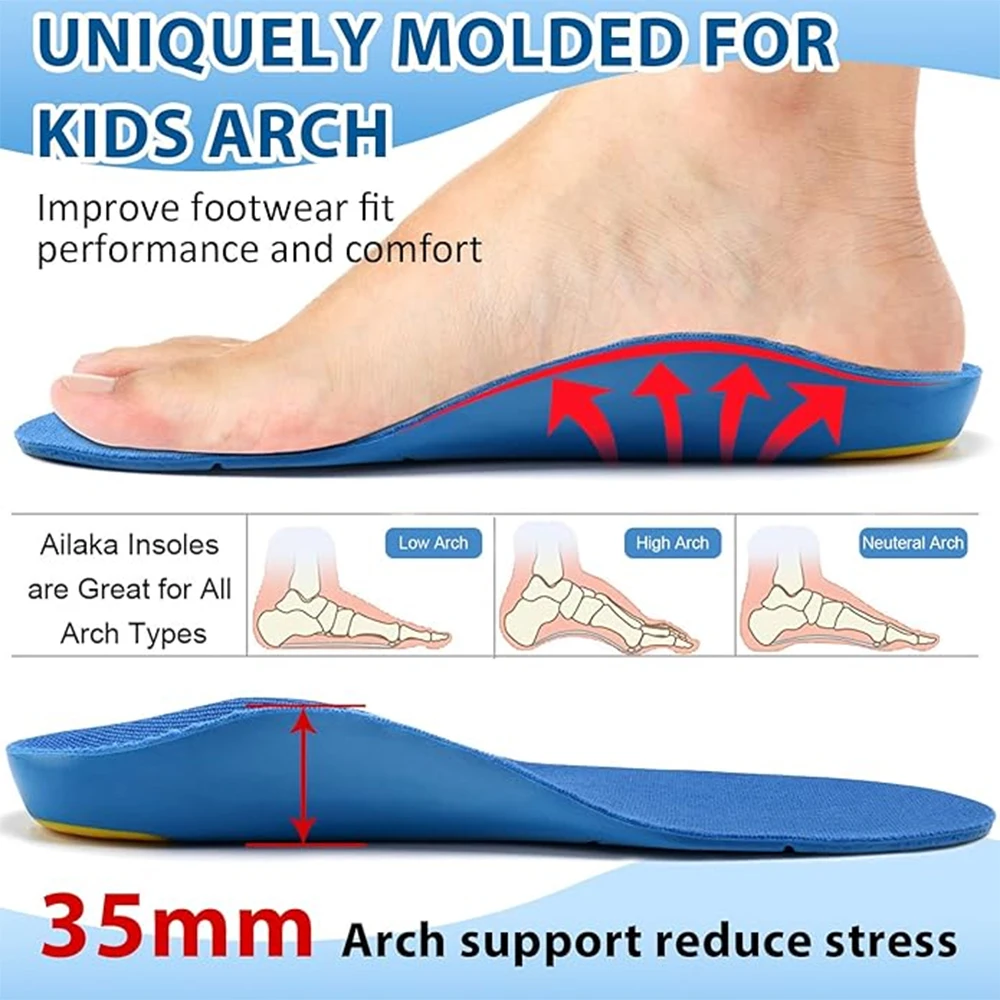 Adult Children's Orthotic Insoles Arch Support for Flat Foot High Arch Plantar Fasciitis Shock-Absorbing Sport Running Shoes Pad view 2
