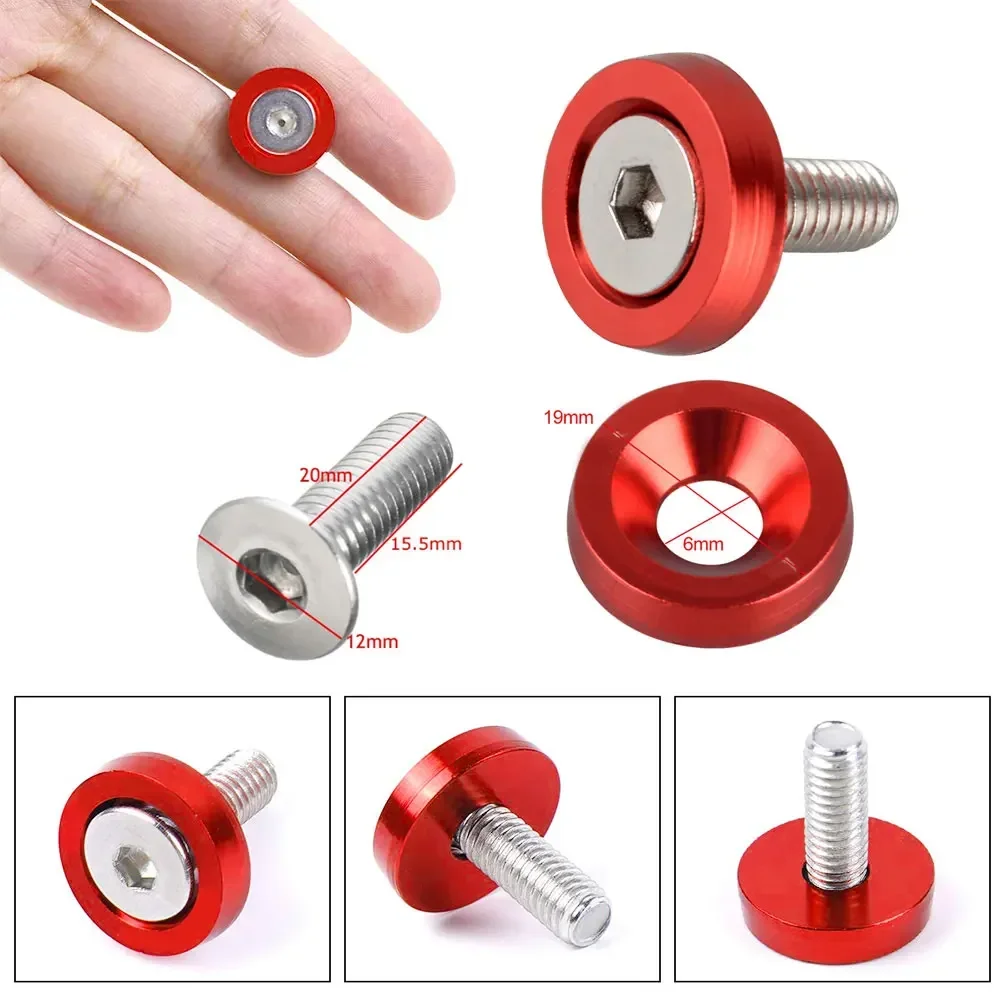 10Pcs M6 Car Modified Hex Fasteners Washer Bumper Engine Concave Screws Washer License Plate Bolts Aluminum Auto Parts