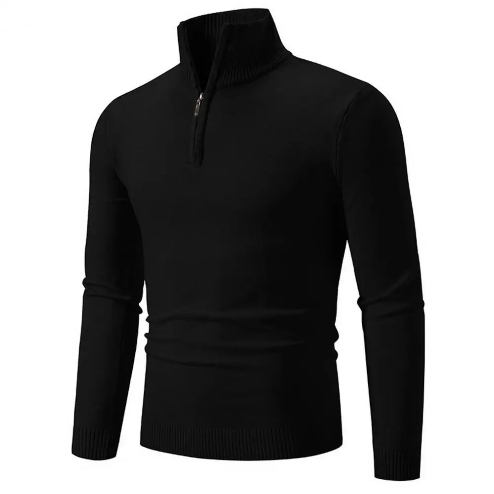 

Fall Winetr Sweater Men High Zipper Collar Slim Fit Long Sleeve Solid Color Warm Elastic Casual Bottoming Sweater Men 2023