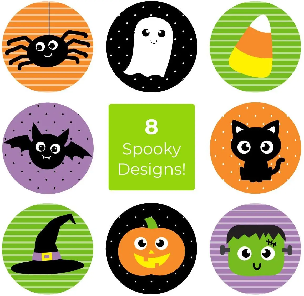 500 Stück/Rolle Halloween-Aufkleberrollen, Halloween Runde Kürbis-Geister-Aufkleber, Spinnen-Fledermaus-Katzen-Aufkleber für Partydekoration – Detail 8