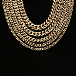 6mm-22mm Gold Silver Color Titanium Steel Cuban Miami Chains Necklaces Big Heavy Round Link Chain for Men Hip Hop Rock jewelry