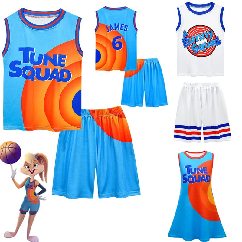 Ragazzi ragazze Space Jam 2 Jersey vestiti Jamed Tune Squad basket Cosplay gilet pantaloncini tuta uniforme tuta sportiva abbigliamento per bambini