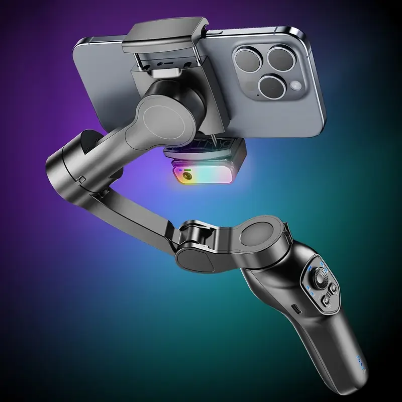 

COMITOK L7C 3-Axis Smartphone Gimbal Stabilizer With AI Tracking Module & RGB Fill Light Version Foldable Portable with Face Object Tracking Compatible iPhone Android Anti-Shake Support Panorama Time-lapse Vlog Shooting
