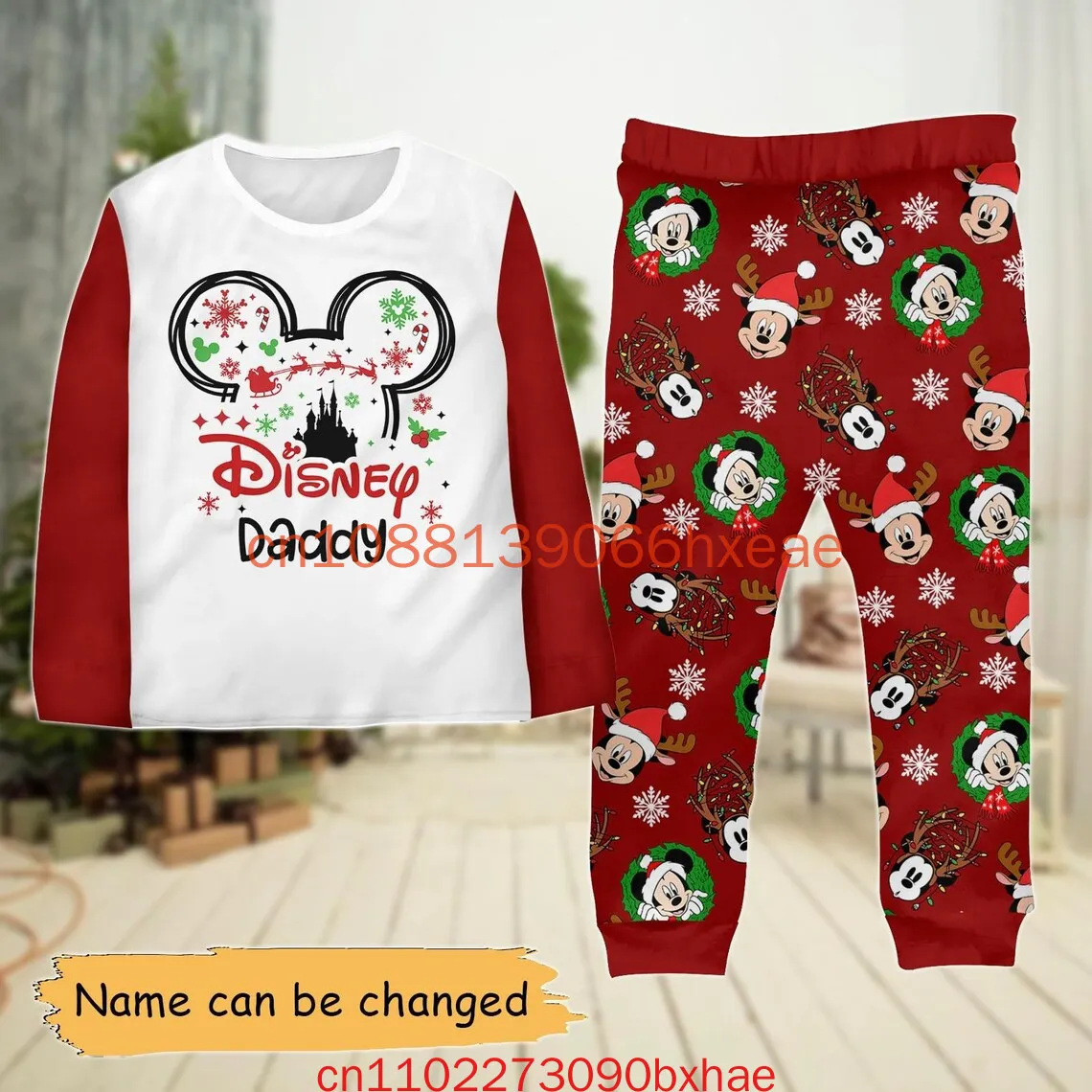 Nome personalizado conjunto de pijamas de família de natal do castelo da disney mouse combinando mickey e minnie conjunto de pijama calças