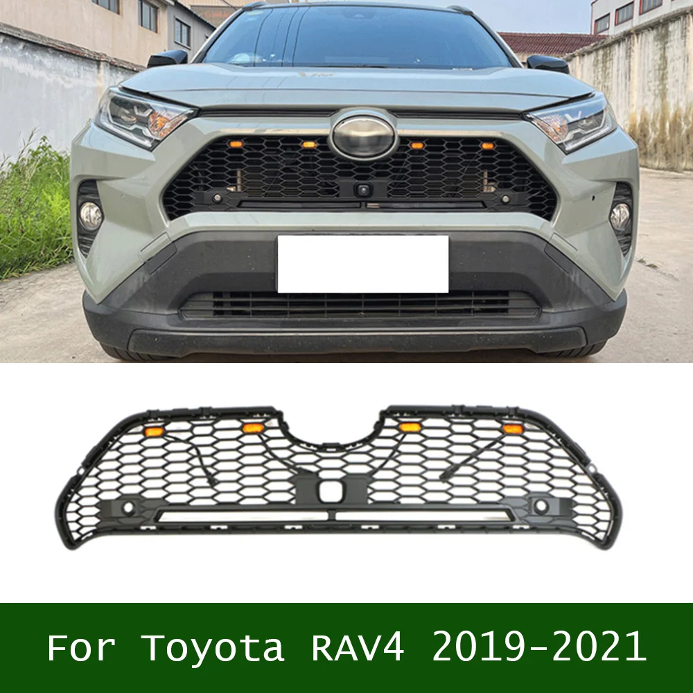 

Front Racing Grill Grills Hood Mesh Front Grille Honeycomb Style Upper Bumper Grilles Modified For Toyota RAV4 2019-2021