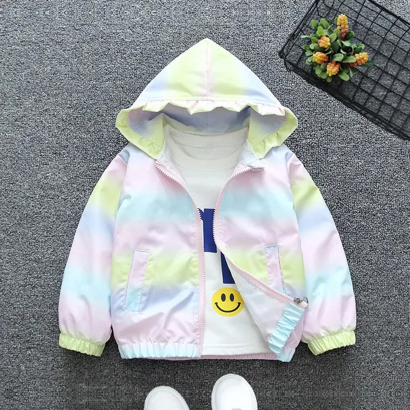 

25COSLZH Spring Baby Girls windbreak Kids Jacket Candy Gradient Cute Wing New Fashion Children Sunscreen Coat 2-6T