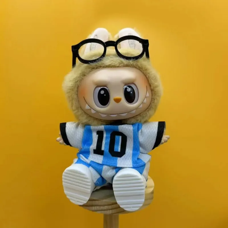 

Clothes for 17cm VIV2 Labubu Basketball Clothes Football Clothes with Glasses Cute Doll Decoration Handmade Doll Clothes Boy