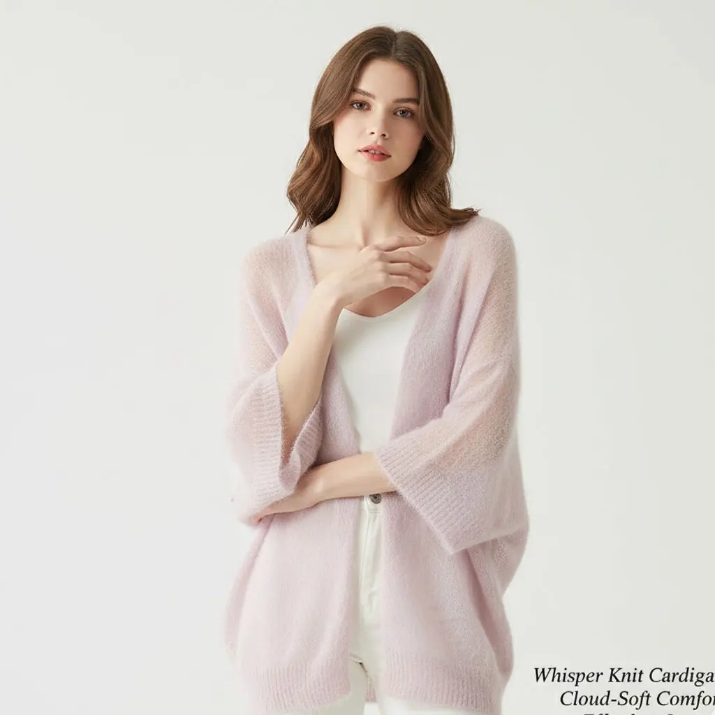 

Sunscreen Casual Top with Unique Design Korean Gentle Mohair White Knitted Cardigan Spring Summer Lazy Style