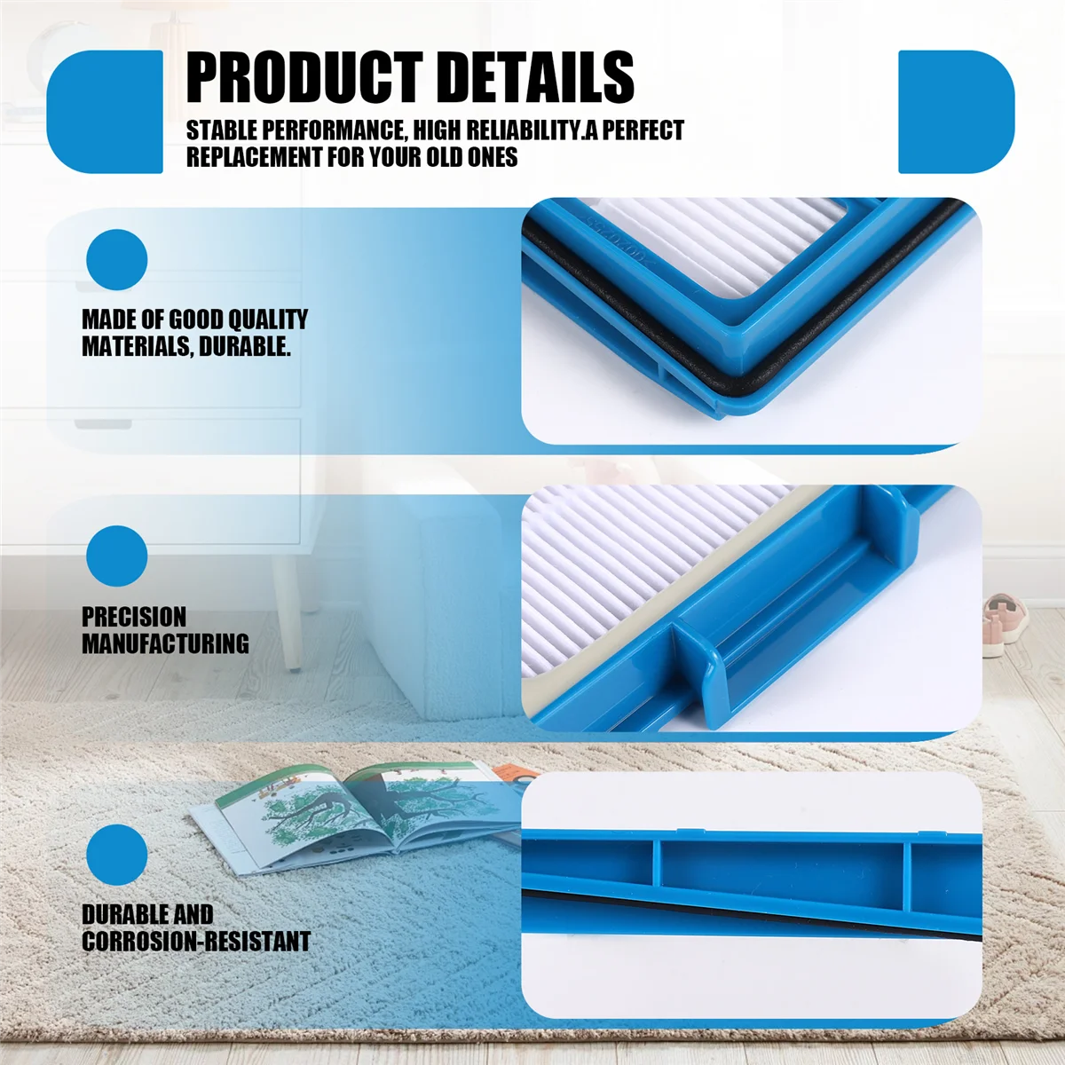 A74X 5 Pcs Replacement HEPA Filter Compatible for Shark ION Robot Fit for Shark IQ Robot R101AE RV1001AE UR1005AE