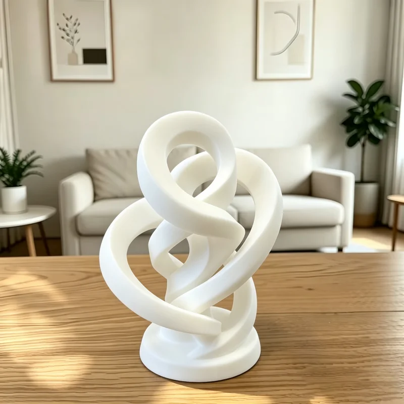 Intertwined Loop Abstract Sculpture,Twisted Infinity Knot Statue For Desk Window Indoor Home Tabletop Decor,3D Printed Craft