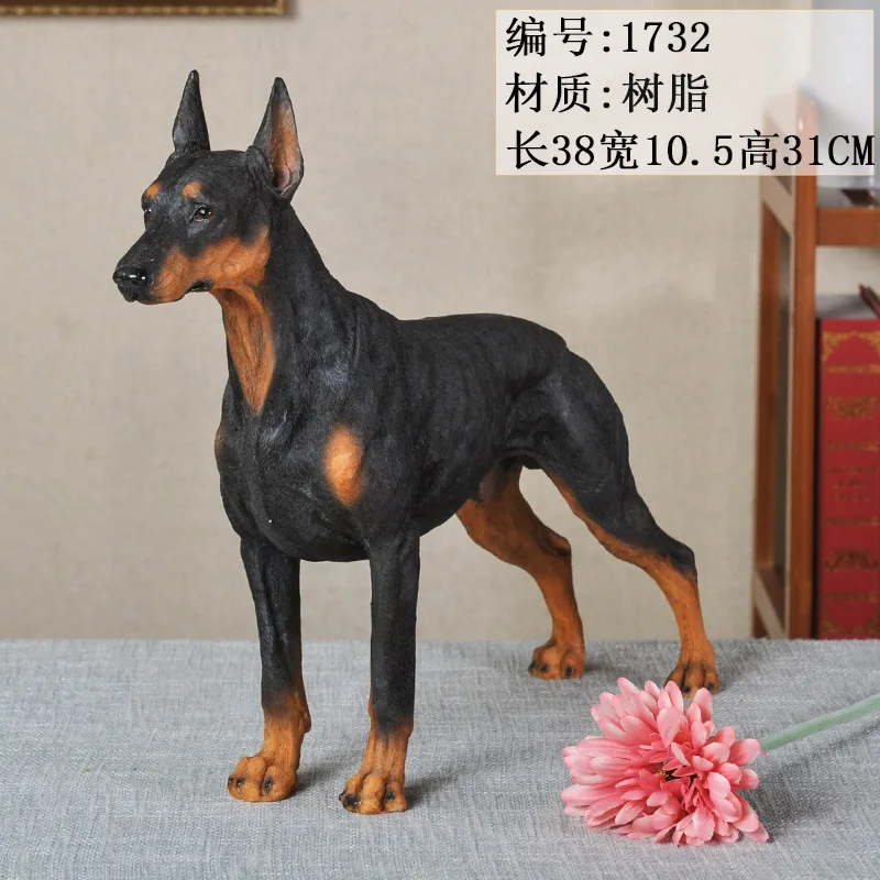 Doberman Statue Model Courtyard Guard Dog. Resin Handicrafts Of Simulated Doberman Terrier Figurines, Pet Dog Models