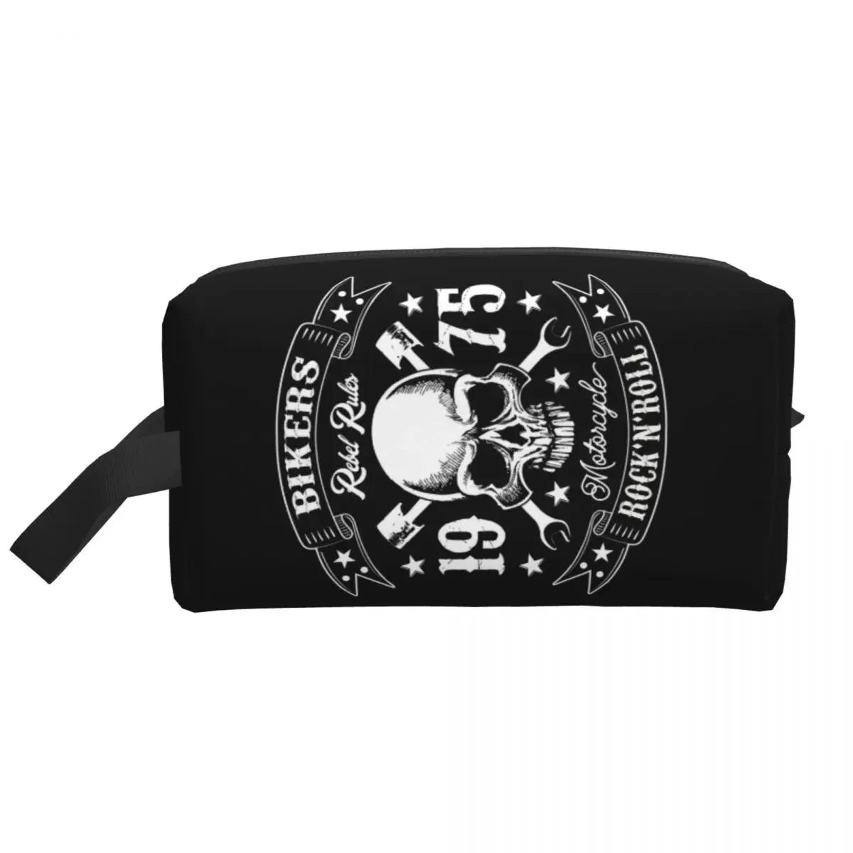 Trousse de Toilette Vintage Rock Skull pour Femme, Trousse de Voyage Rockabilly Bikers, Trousse de Maquillage Cosmétique, Trousse de Rangement