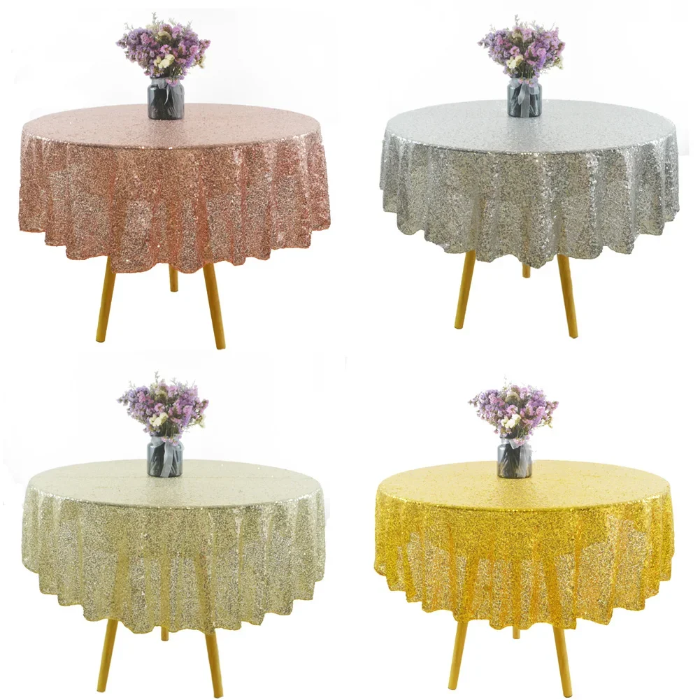 Sequin Tablecloth Glitter Round/Rectangular Table Cloth For Wedding Banquet Christmas Birthday Party Decor Home Tea Tablecloths
