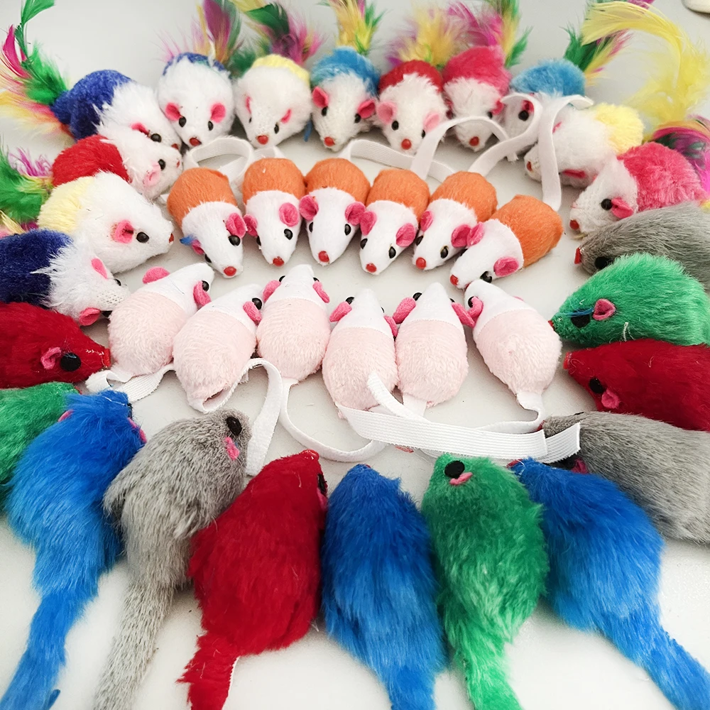 36 pezzi topi di pelliccia giocattoli per gatti sonaglio topo giocattolo per gatti giocattolo interattivo assortito per gattino al coperto gatto