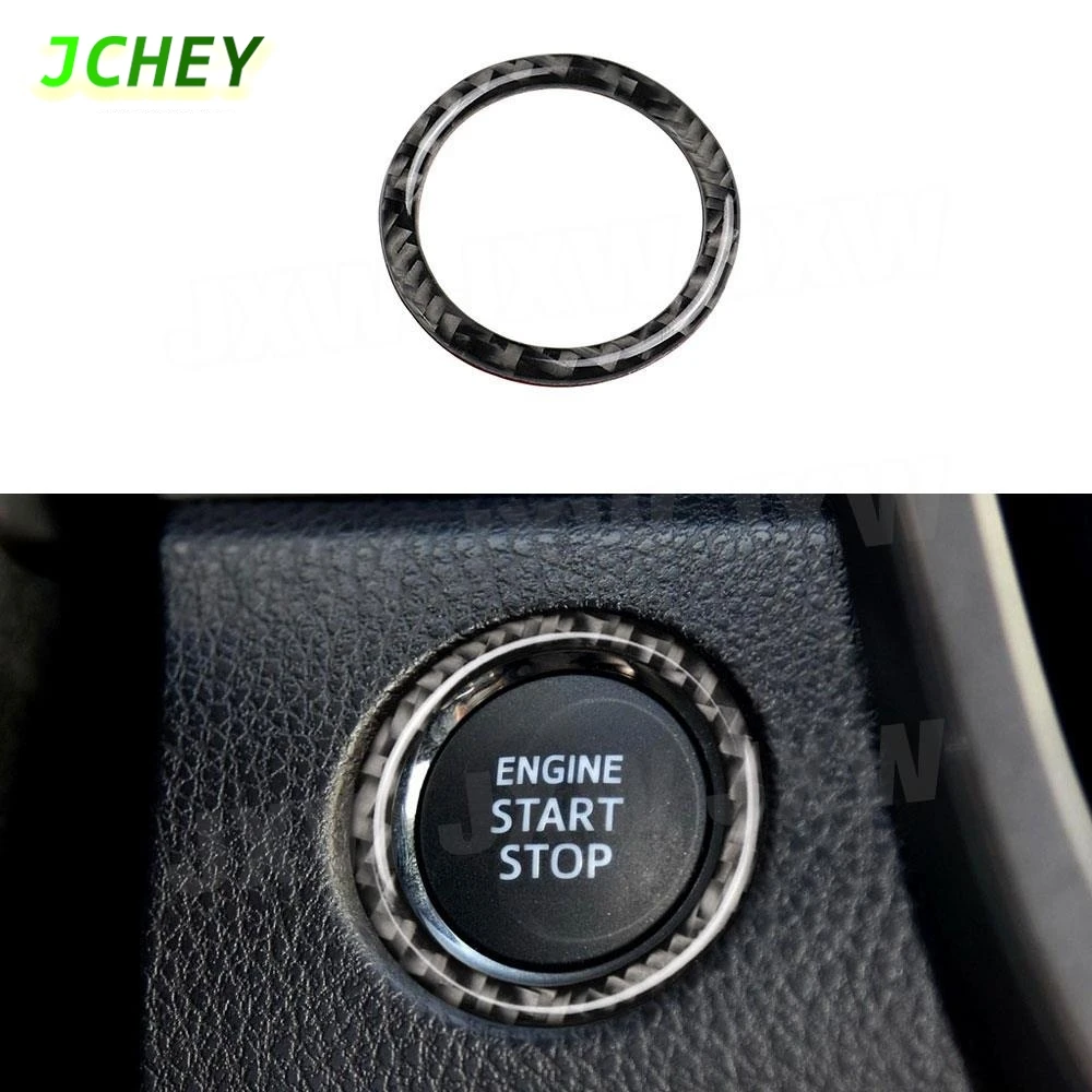 

JCHEY Carbon Fiber Car Engine Start Stop Ignition Button Ring Trim Frame Cover Sticker For Toyota Camry 2018 2019
