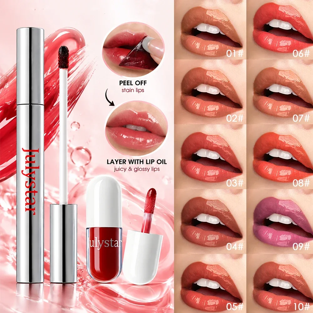 Peel Off Lip Stain & Lip Oil Set, Long Lasting Transfer Proof Tear Off Lip Tint, Moisturizing Plumping Lip Makeup