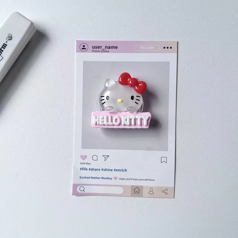 

Sanrio Hello Kitty Kuromi Luminous Phone Holder Griptok Finger Ring Support For iPhone Samsung Cases Grip Tok Socket Bracket