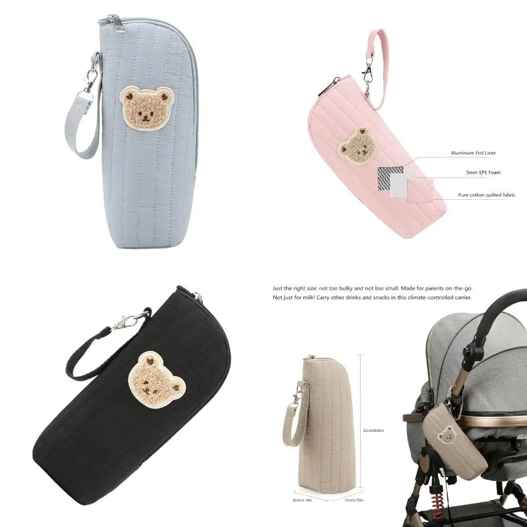 

581F Aluminum Foil Insulated Baby Bottle Bag Breathable Cotton For Strollers Attachment And Travel Convenience