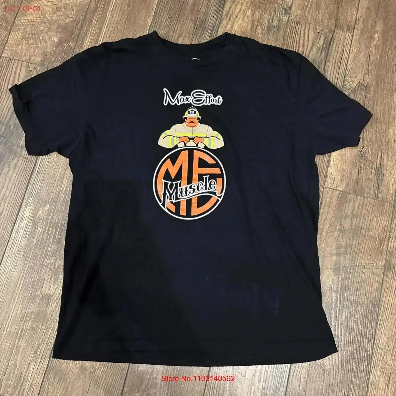 max effort muscle firefighter shirt Men s XL Black vintage Washed Comfortable Soft designer clothes Breathable Versatile
