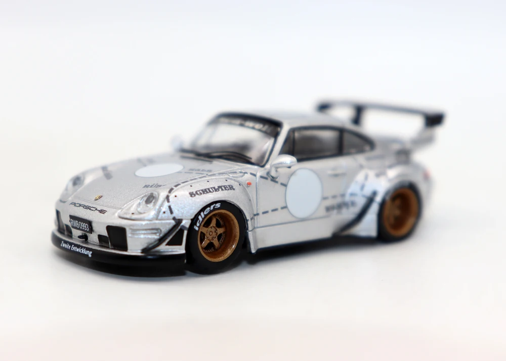 New TW 1:64 RWB 993 Silver Racing Cars Diecast Simulation Alloy Toy Model for Collection Gift