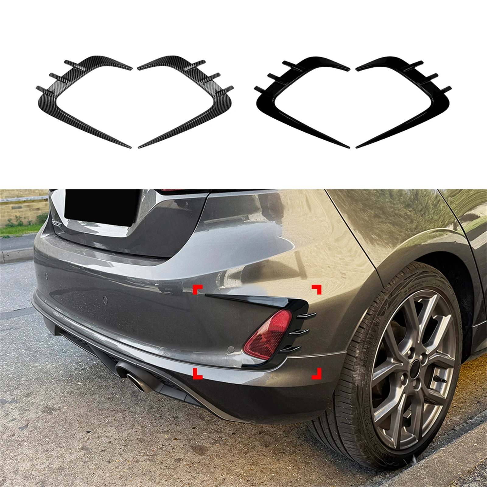 

2 шт. задний бампер автомобиля, боковой спойлер, Air Canard Splitter для Ford Fiesta MK8 MK8.5 ST Line, стандартная версия 2018-2024